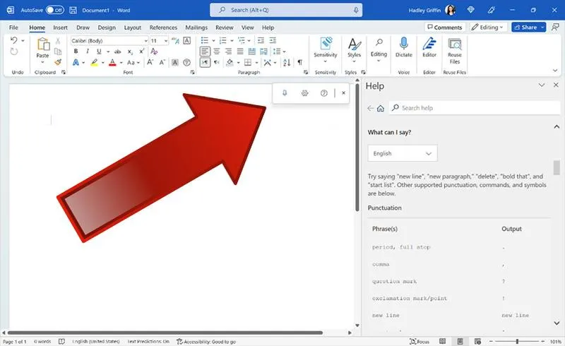 Dyktowanie w Wordzie