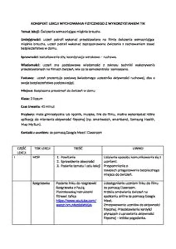 Konspekt zajęć w przedszkolu