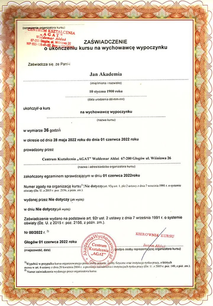 Odpowiedzialność i rola wychowawcy wypoczynku