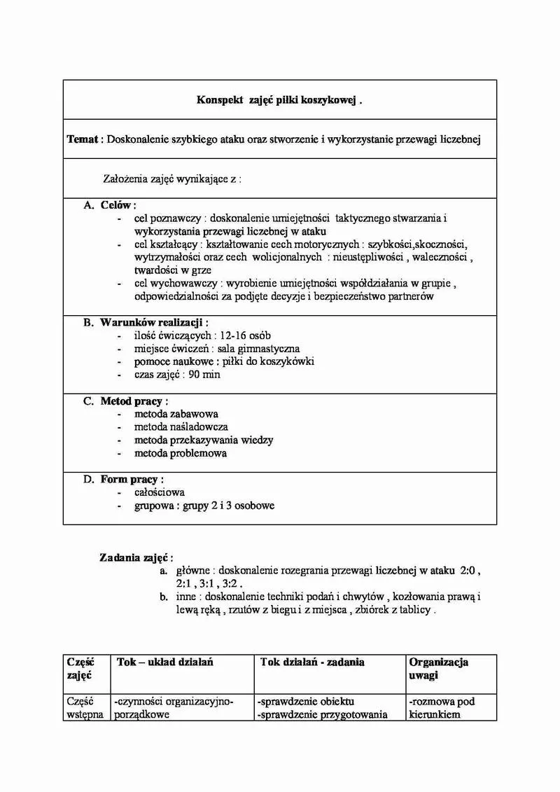 Planowanie zajęć przedszkolnych